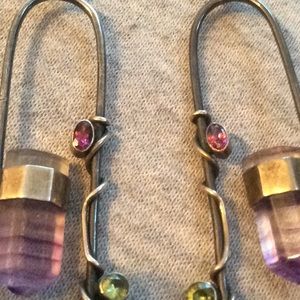 Sterling, Amethyst, Peridot, and Hematite Earrings
